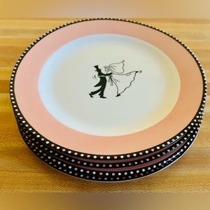 Tag Set of Four Bridal Party / Wedding 8” Plates EUC Super Cute! Very Elegant!